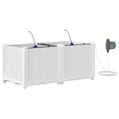 vidaXL Garden Planter 2 pcs White 80 x 40 x 37.5 cm PP 2