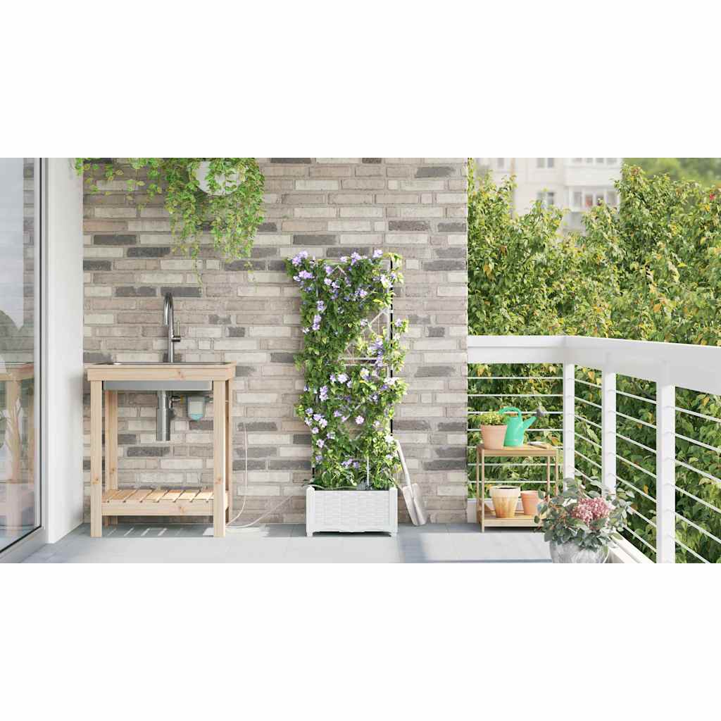 vidaXL Garden Planter White 40 x 40 x 126 cm PP 4