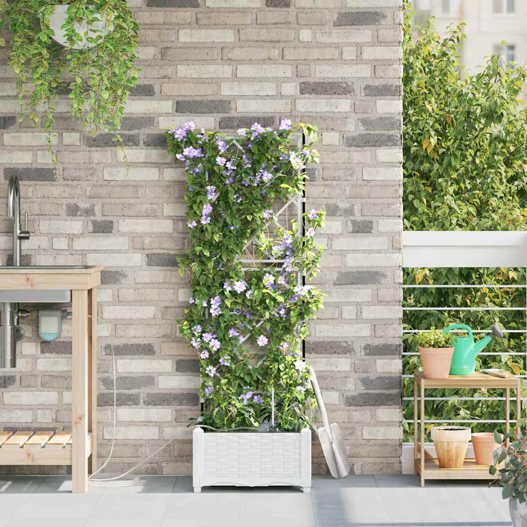 vidaXL Garden Planter White 40 x 40 x 126 cm PP 3