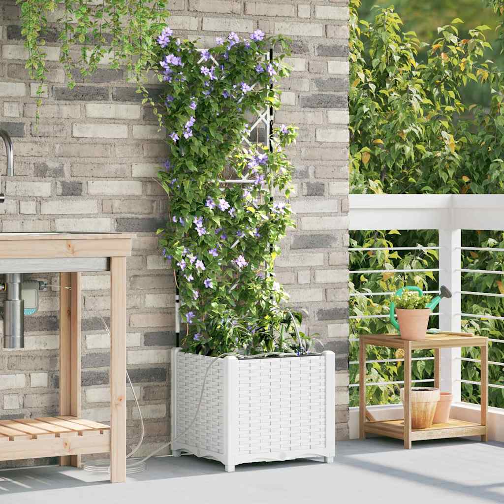 vidaXL Garden Planter White 40 x 40 x 142 cm PP 1