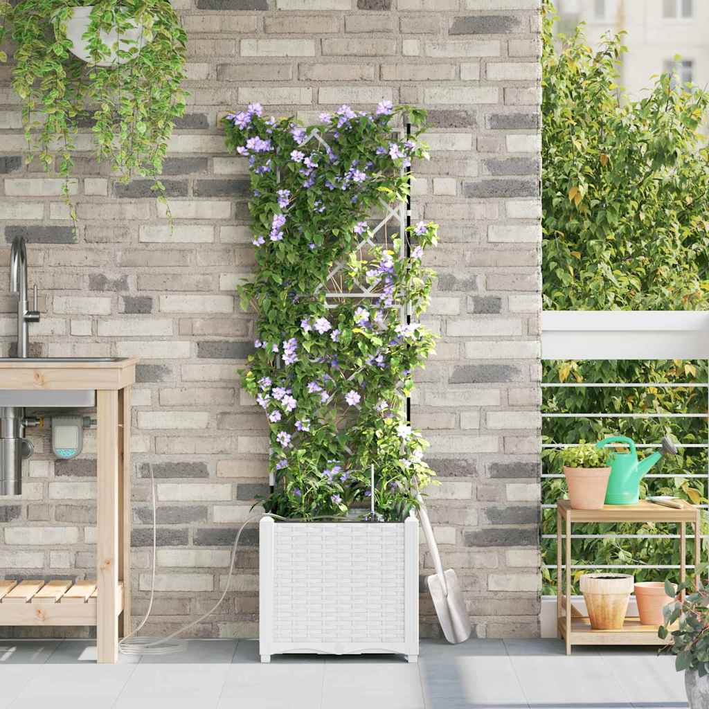 vidaXL Garden Planter White 40 x 40 x 142 cm PP 3