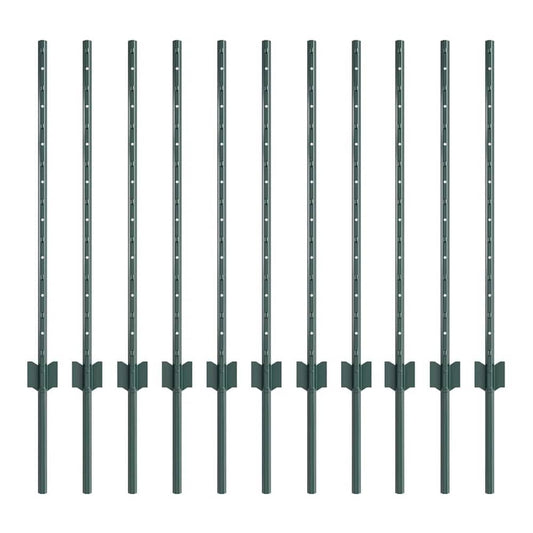 Embedded Fence Post Green Powder-Coated Steel Steel/green 11 120 cm