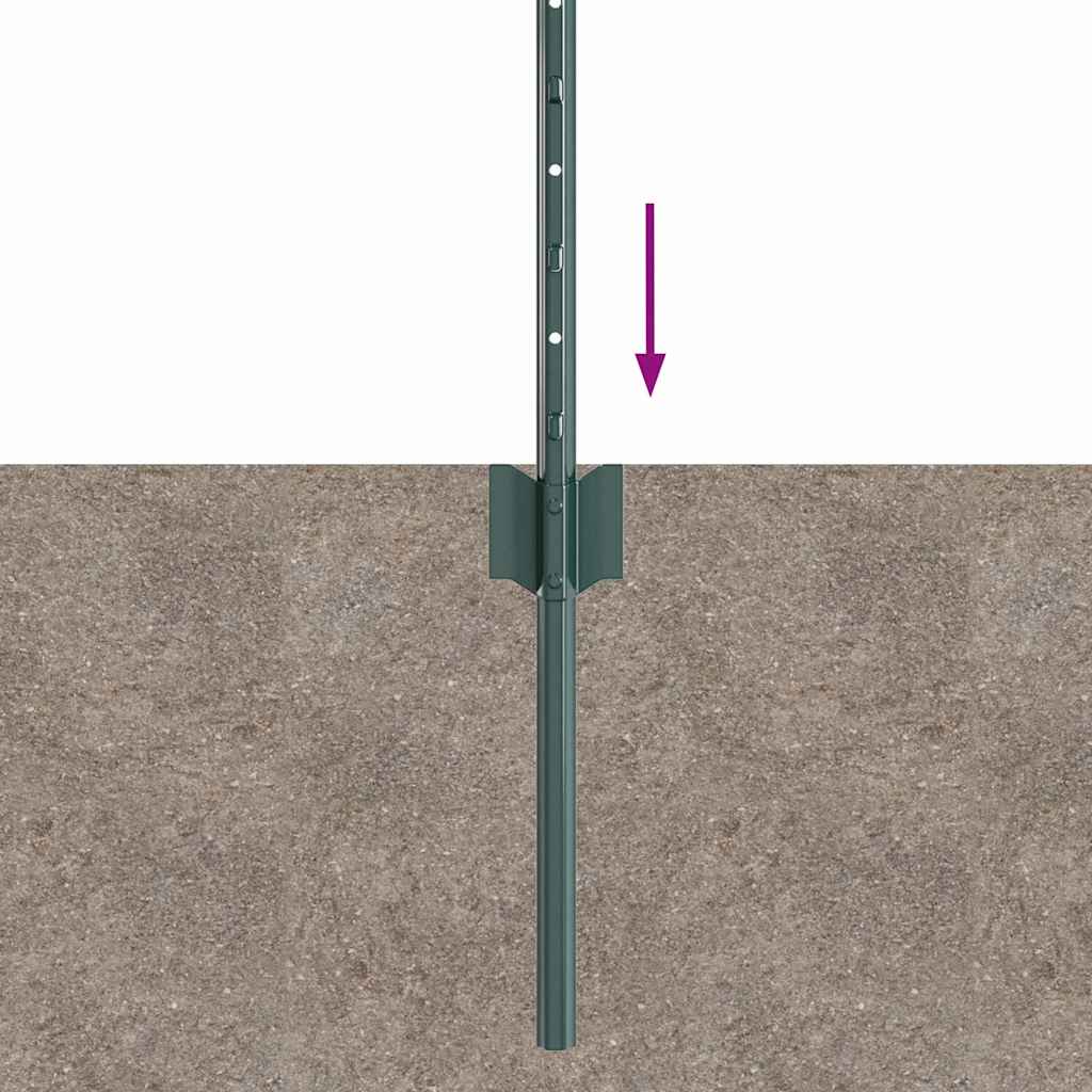 vidaXL Embedded Fence Post 11 pcs Green 120 cm Powder-Coated Steel 6