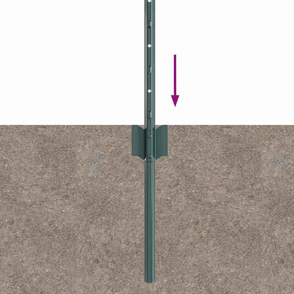 vidaXL Embedded Fence Post 11 pcs Green 120 cm Powder-Coated Steel 6