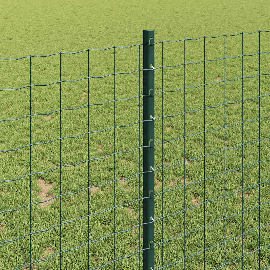 vidaXL Embedded Fence Post 11 pcs Green 140 cm Powder-Coated Steel 4