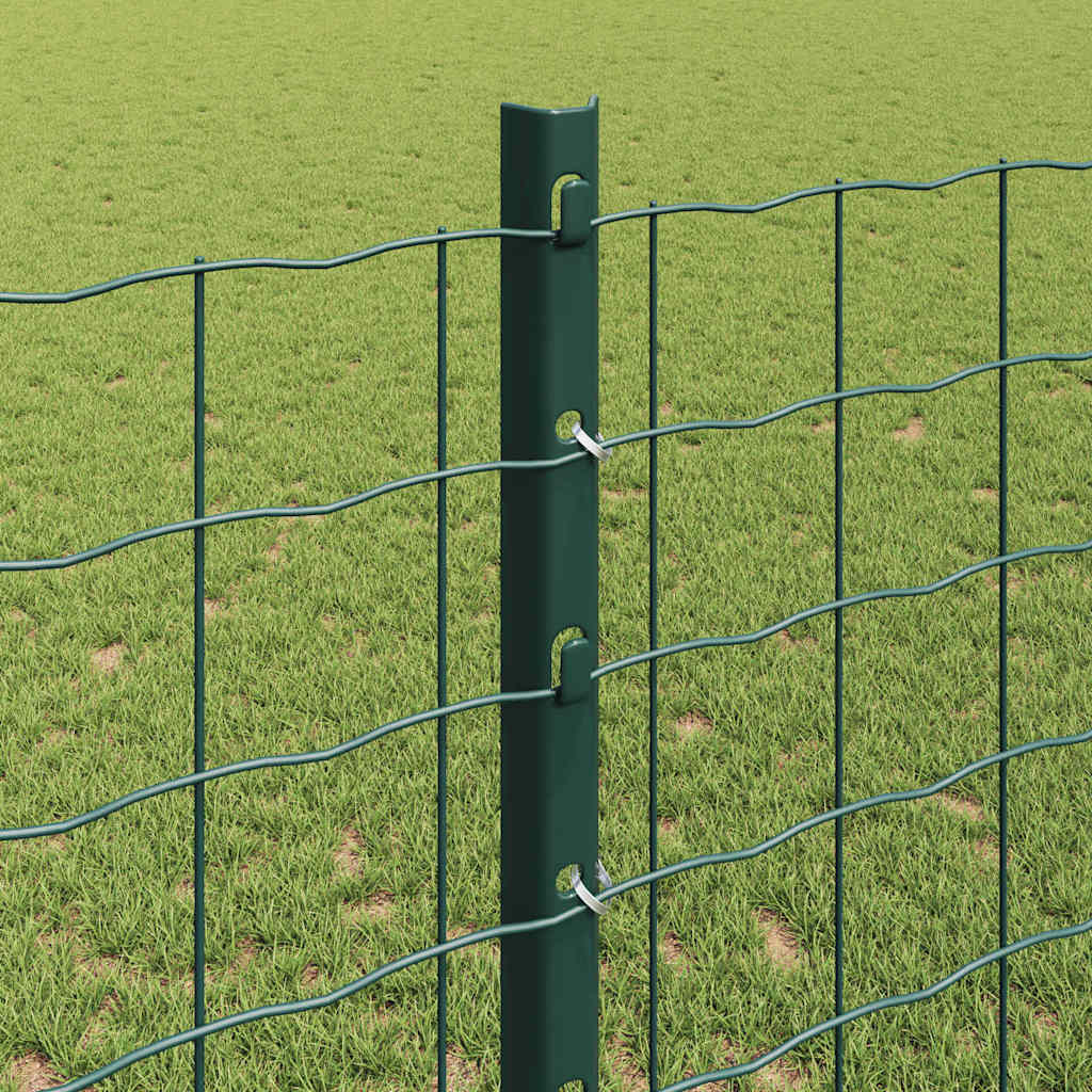 vidaXL Embedded Fence Post 11 pcs Green 160 cm Powder-Coated Steel 4