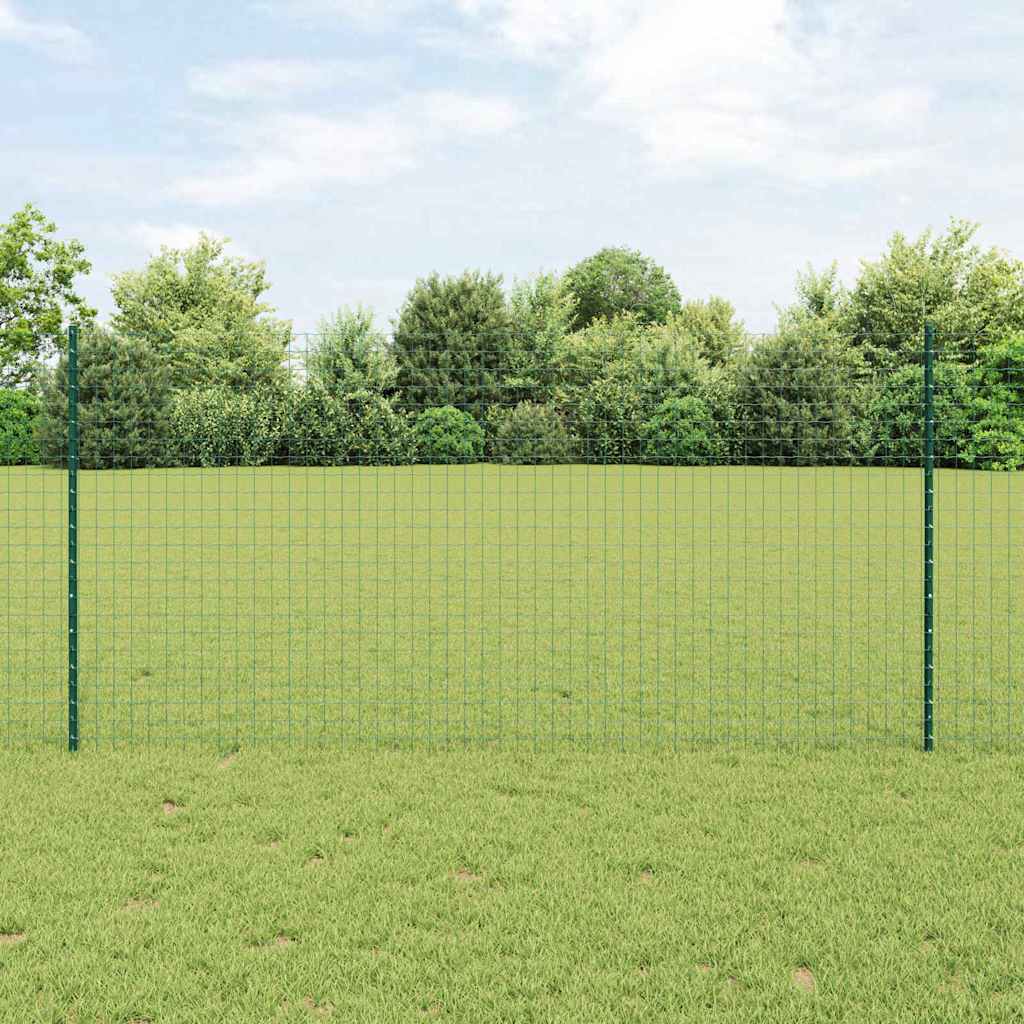vidaXL Embedded Fence Post 11 pcs Green 160 cm Powder-Coated Steel 1