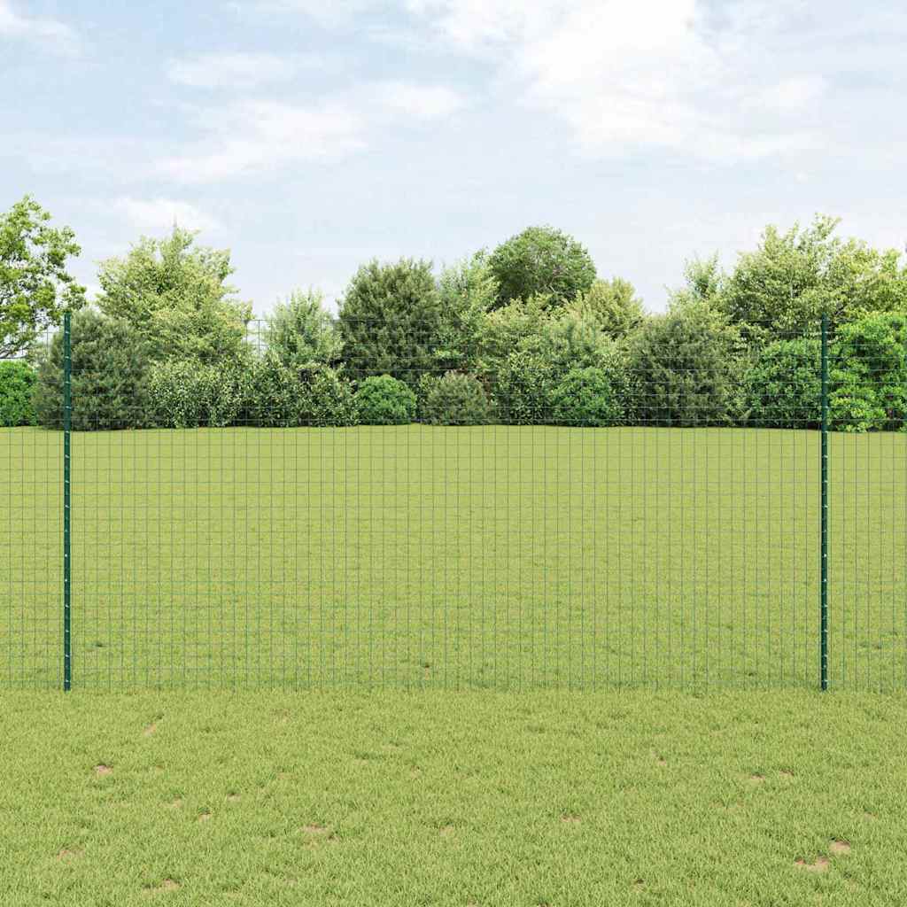 vidaXL Embedded Fence Post 11 pcs Green 200 cm Powder-Coated Steel 1