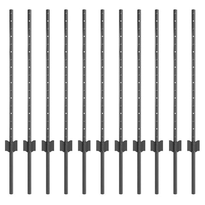 vidaXL Embedded Fence Post 11 pcs Grey 120 cm Powder-Coated Steel 2