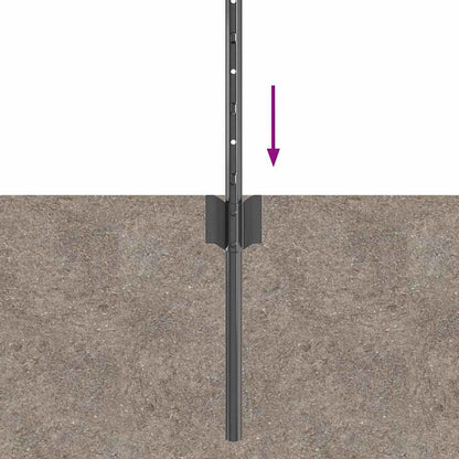 vidaXL Embedded Fence Post 11 pcs Grey 120 cm Powder-Coated Steel 6