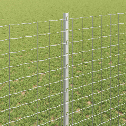 vidaXL Embedded Fence Post 11 pcs Silver 180 cm Powder-Coated Steel 4