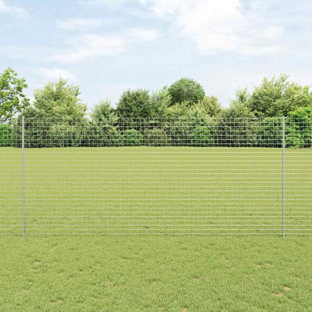 vidaXL Embedded Fence Post 11 pcs Silver 180 cm Powder-Coated Steel 1