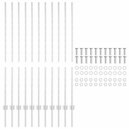 vidaXL Embedded Fence Post 11 pcs Silver 180 cm Powder-Coated Steel 5