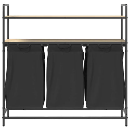 vidaXL Laundry Basket 3 Compartments with Shelves Sonoma Oak 6
