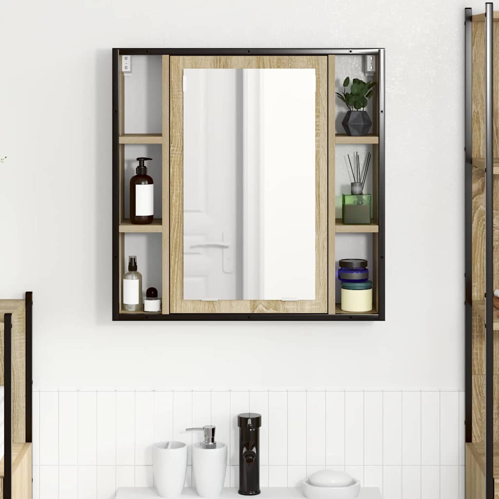 vidaXL Mirror Cabinet Sonoma Oak 60 x 16 x 60 cm Engineered Wood 5
