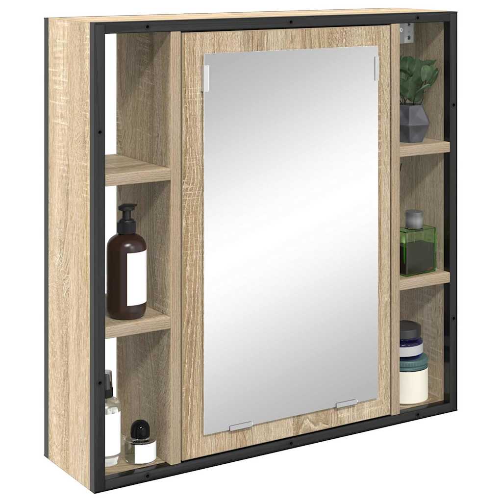 vidaXL Mirror Cabinet Sonoma Oak 60 x 16 x 60 cm Engineered Wood 3