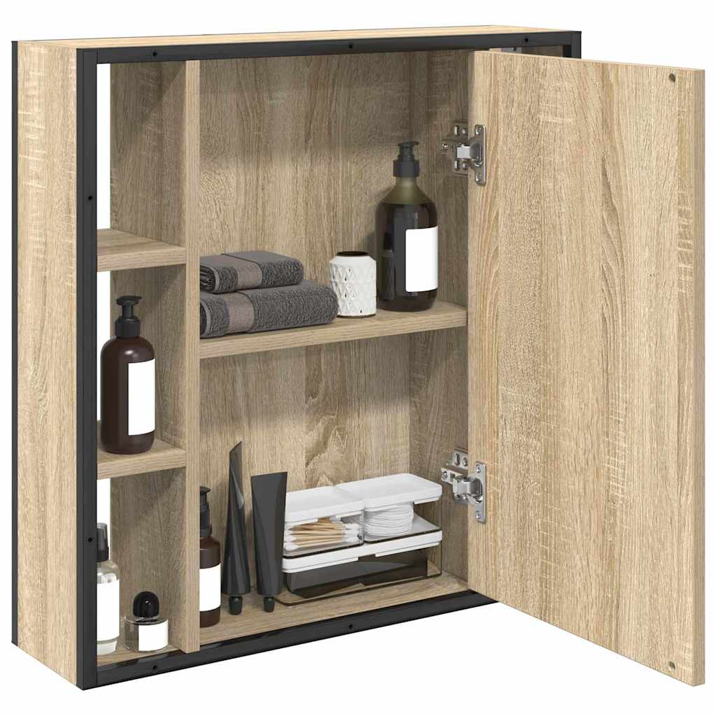 vidaXL Mirror Cabinet Sonoma Oak 60 x 16 x 60 cm Engineered Wood 4