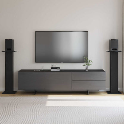vidaXL Speaker Stands 2 pcs Black Oak 30 x 30 x 95 cm Engineered Wood 1
