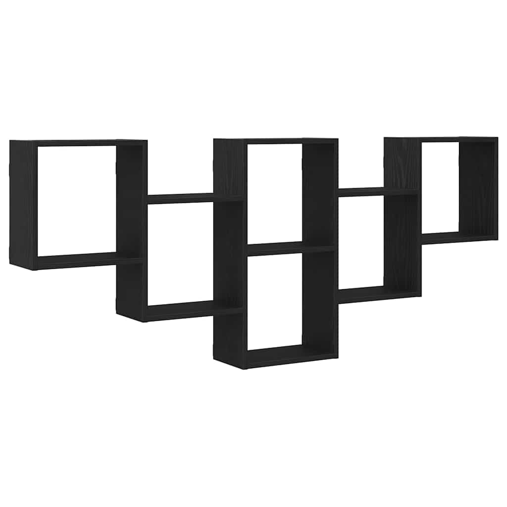 vidaXL Wall Shelf Black Oak 159x18x66 cm Engineered Wood 2