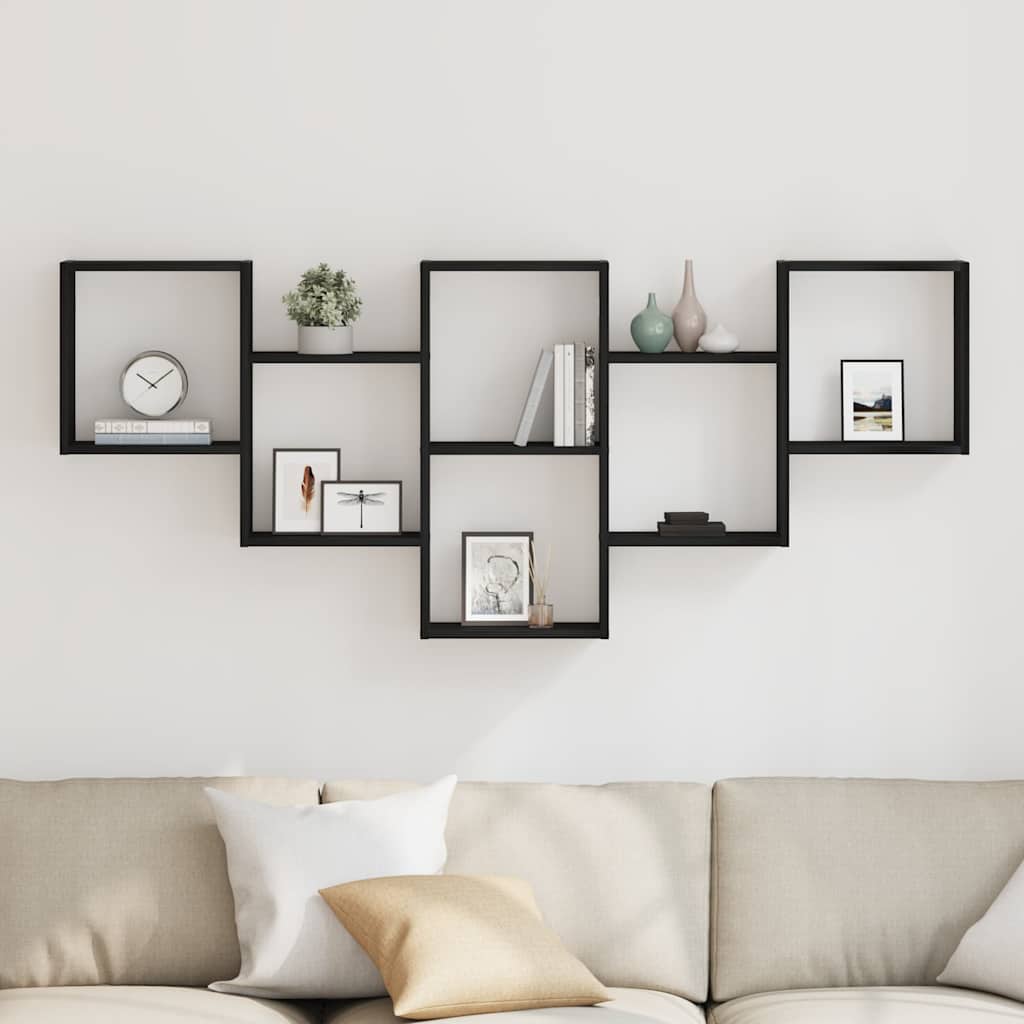 vidaXL Wall Shelf Black Oak 159x18x66 cm Engineered Wood 3