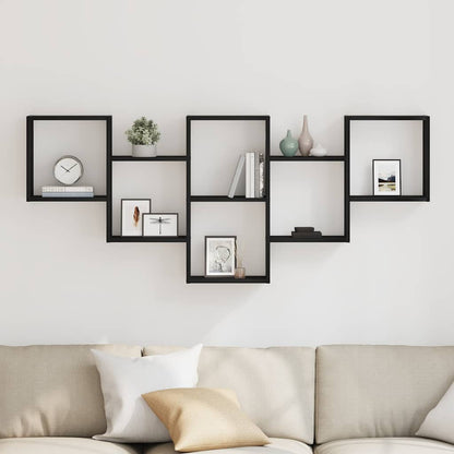 vidaXL Wall Shelf Black Oak 159x18x66 cm Engineered Wood 3