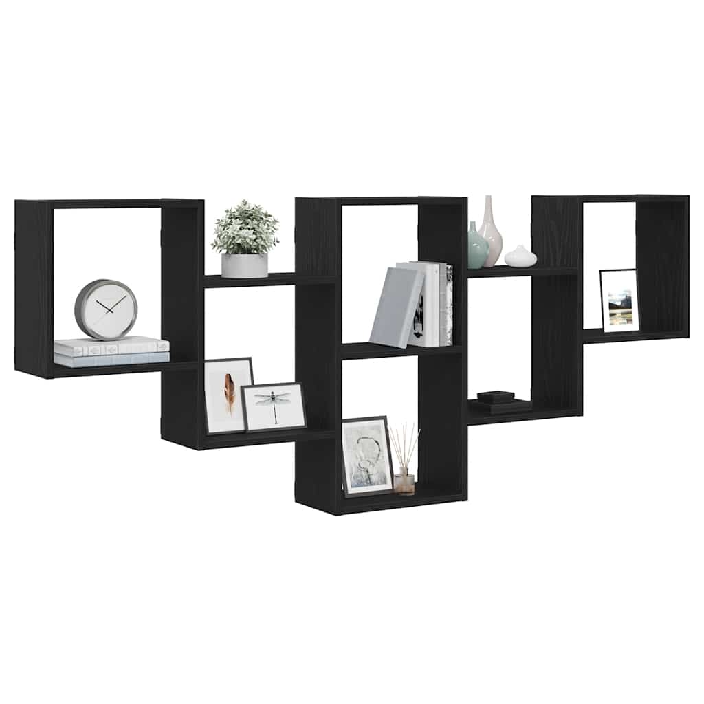 vidaXL Wall Shelf Black Oak 159x18x66 cm Engineered Wood 4