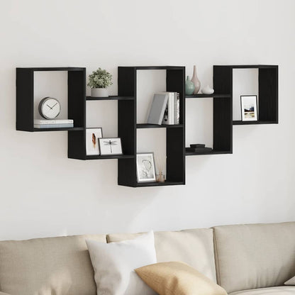 vidaXL Wall Shelf Black Oak 159x18x66 cm Engineered Wood 1