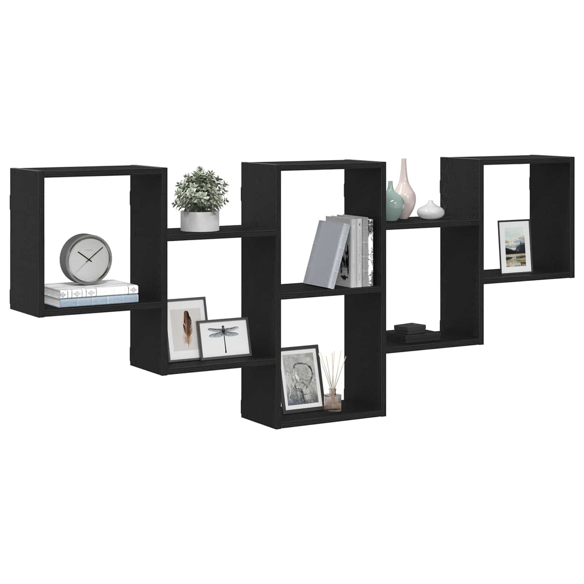 Wall Shelf 159x18x66 cm Engineered Wood Black oak