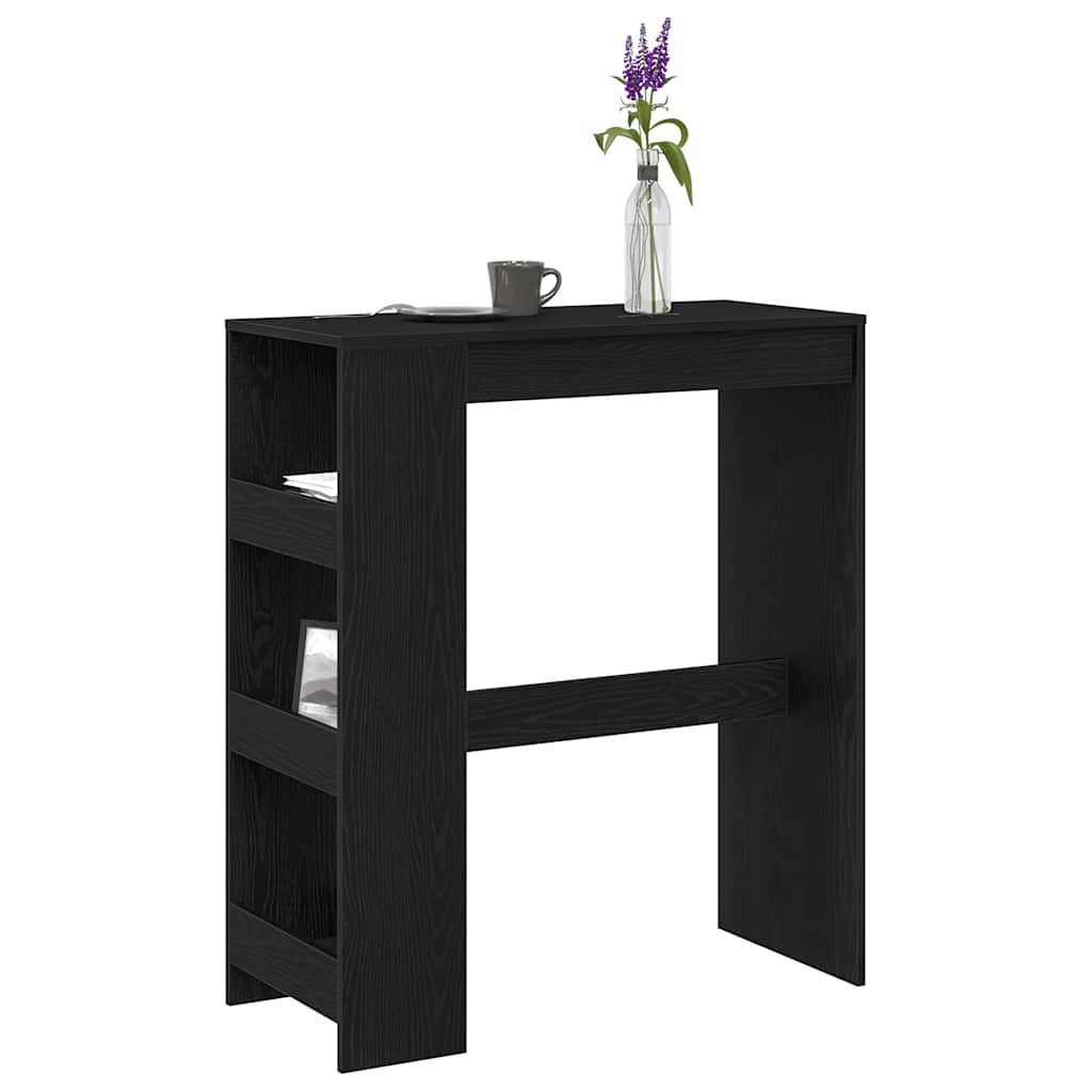 vidaXL Bar Table with Racks Black Oak 90x40x103.5 cm Engineered Wood 4