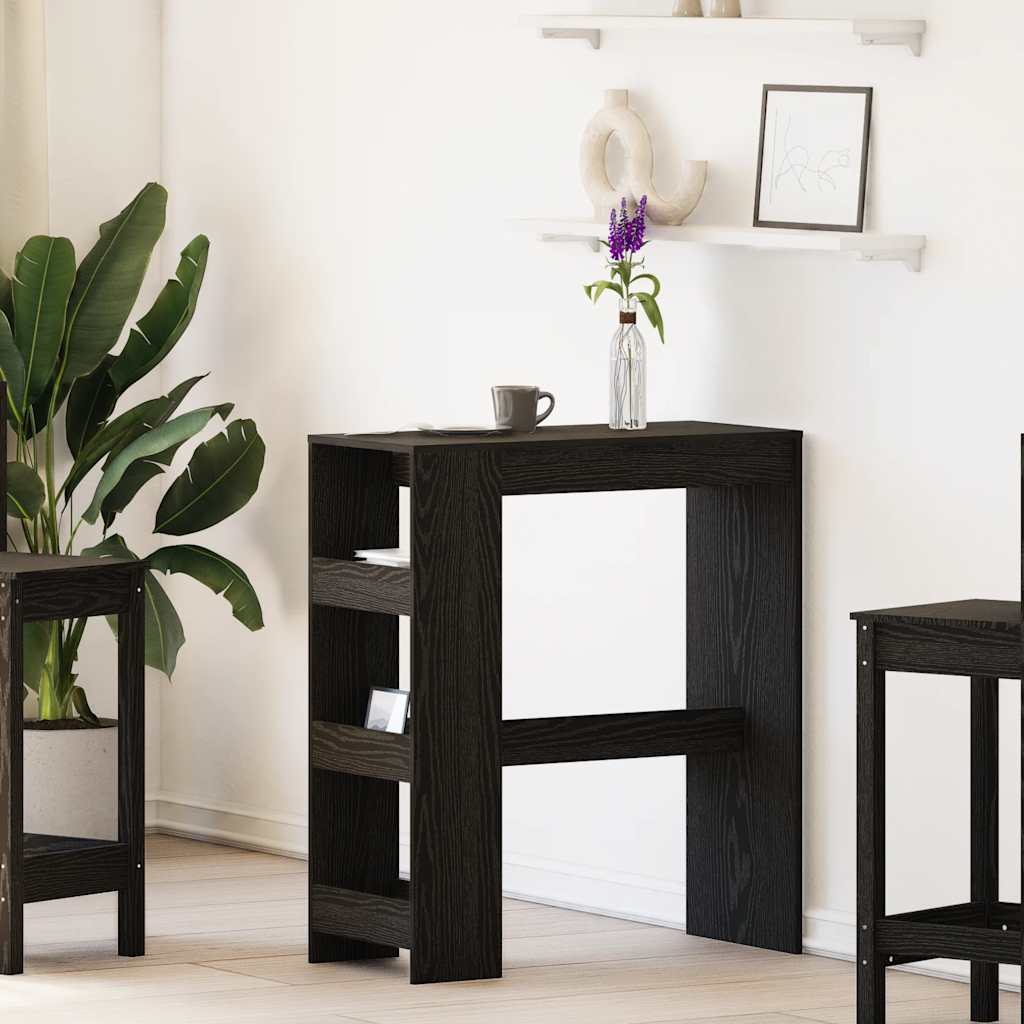vidaXL Bar Table with Racks Black Oak 90x40x103.5 cm Engineered Wood 1