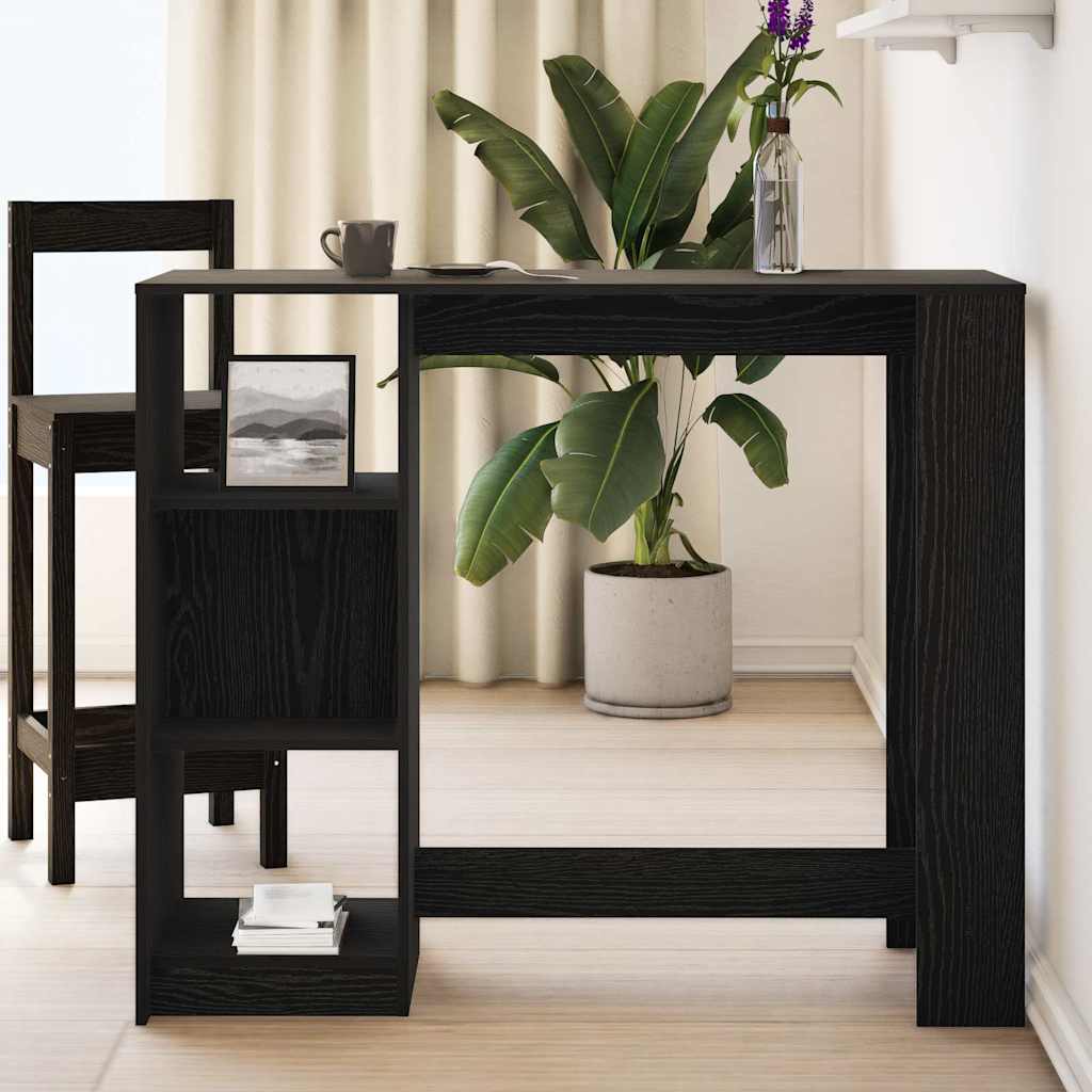 vidaXL Bar Table 124 x 46 x 103.5 cm Engineered Wood Black Oak 4