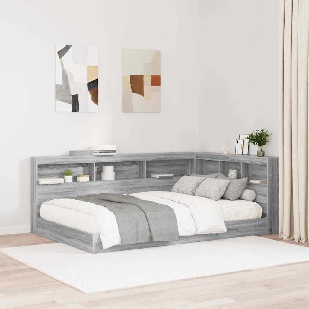 Storage Headboard Engineered Wood Length 200 cm Grey Sonoma 120 cm