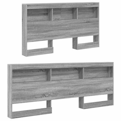 Storage Headboard Engineered Wood Length 200 cm Grey Sonoma 150 cm