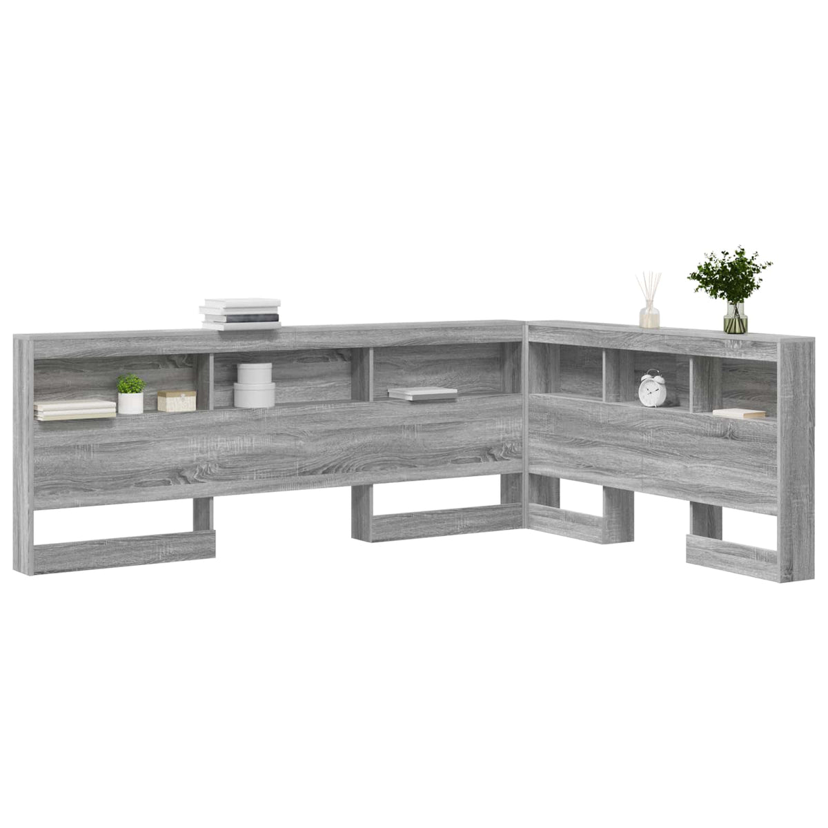 Storage Headboard Engineered Wood Length 200 cm Grey Sonoma 150 cm