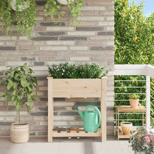 Garden Planter Beige Solid Fir Wood 71 cm 37 cm