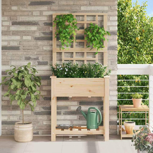 Garden Planter Beige Solid Fir Wood 71 cm 152 cm 38 cm