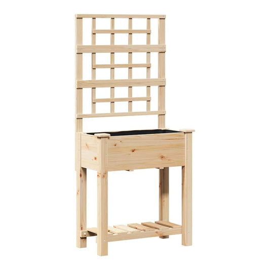 Garden Planter Beige Solid Fir Wood 71 cm 152 cm 38 cm
