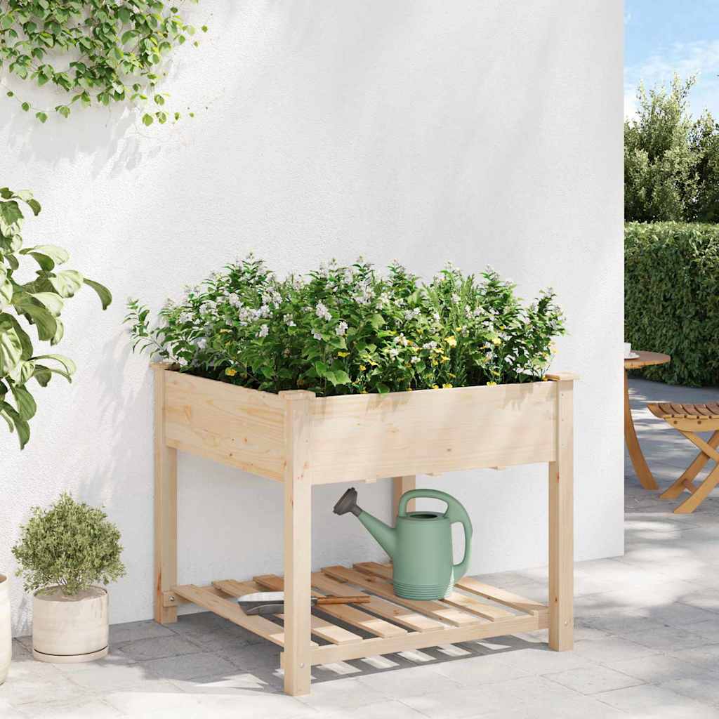 vidaXL Garden Planter Beige 90 x 90 x 76.5 cm Solid Fir Wood 4