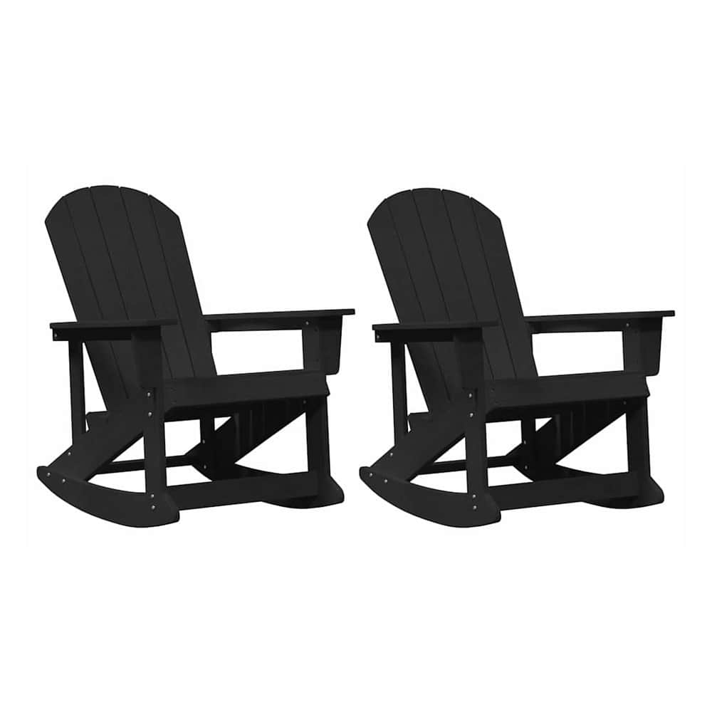 Garden Lounge Set 3 pcs HDPE Black without table