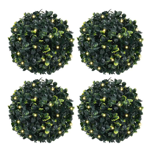 Artificial Boxwood Balls with LED Lights 2 pcs Green 12 cm