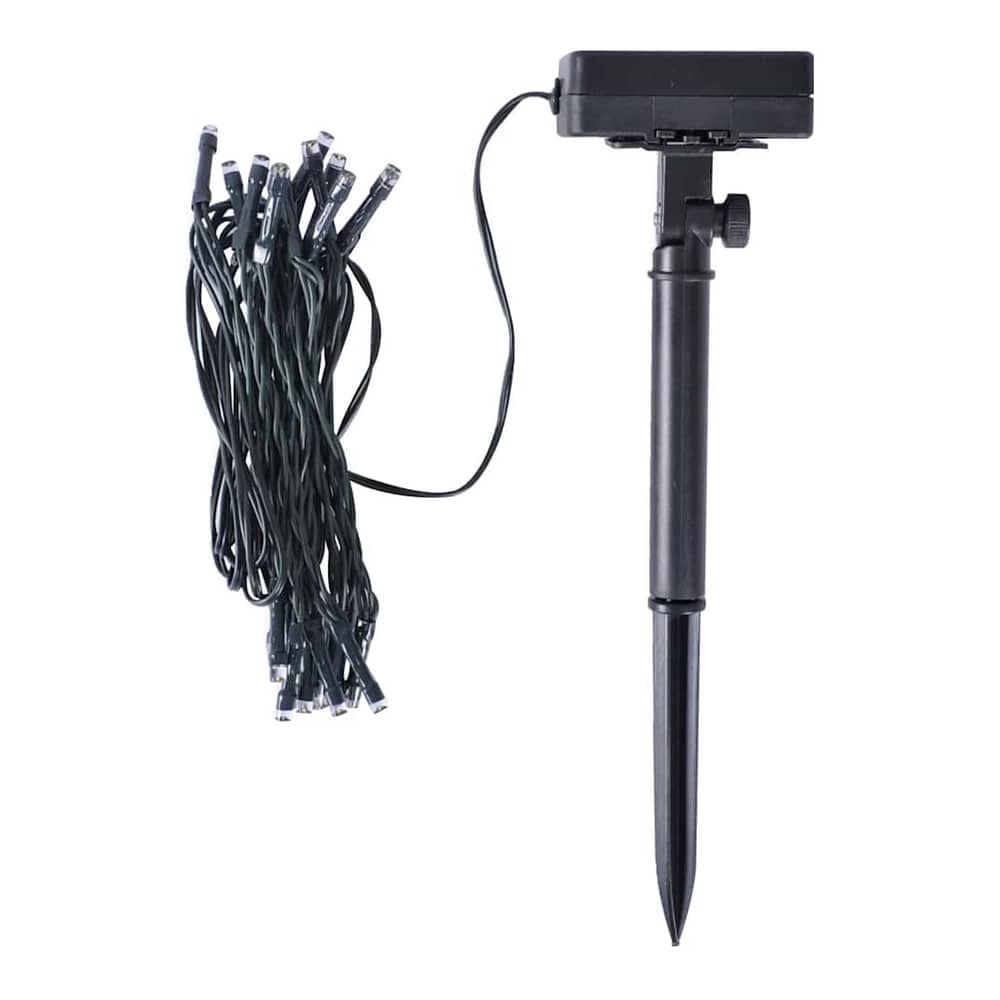 the artificial flora components including a solar panel stake and light wire