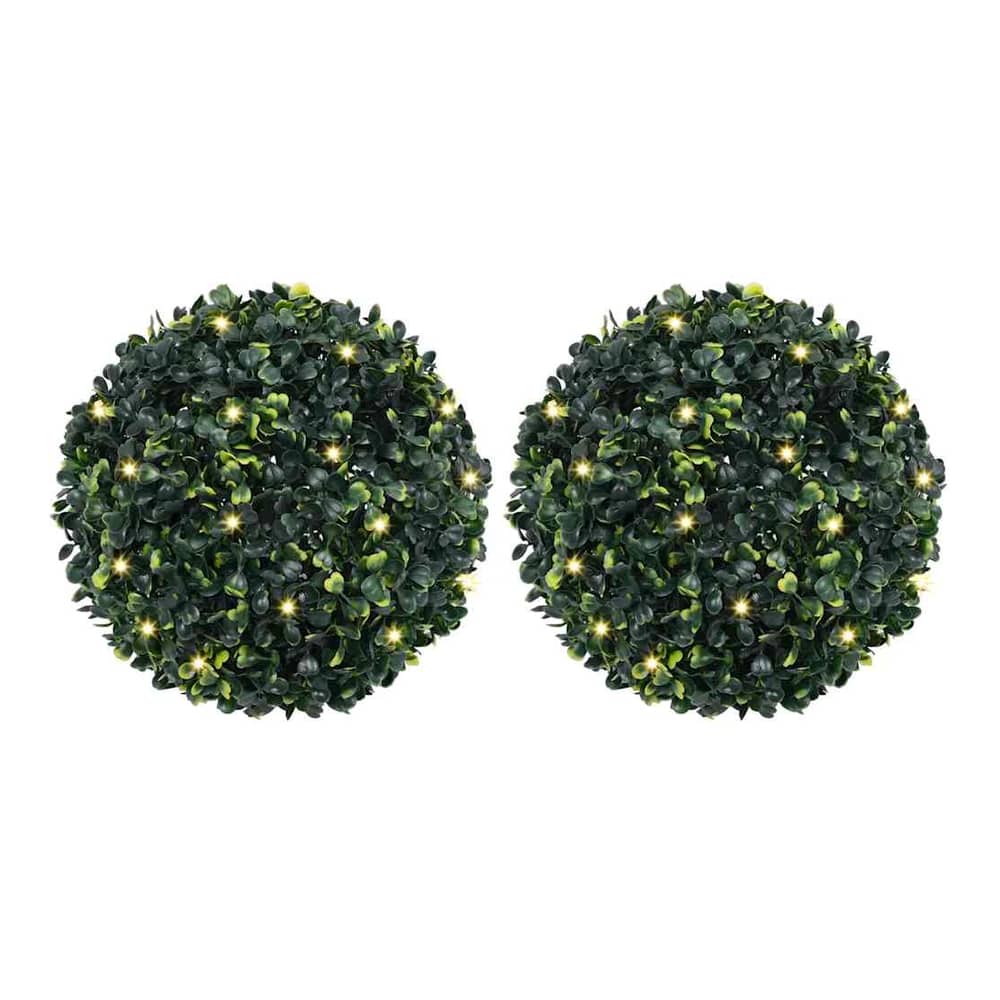 Artificial Boxwood Balls with LED Lights 2 pcs Green 45 cm