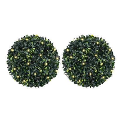 Artificial Boxwood Balls with LED Lights 2 pcs Green 45 cm