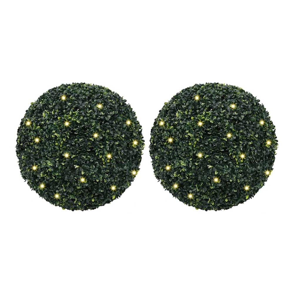 Artificial Boxwood Balls with LED Lights 2 pcs Green 52 cm
