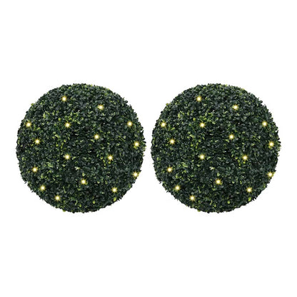 Artificial Boxwood Balls with LED Lights 2 pcs Green 52 cm