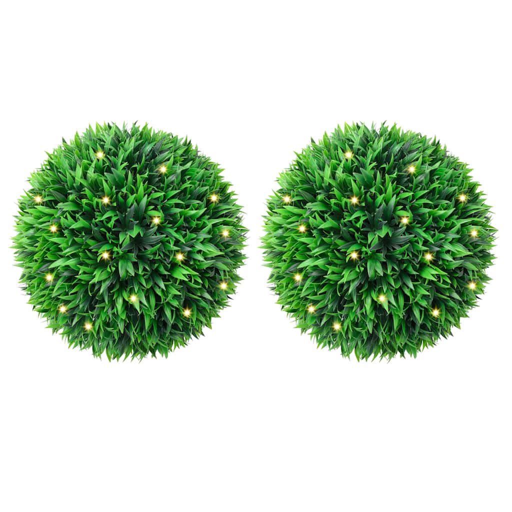 Artificial Boxwood Balls with LED Lights 2 pcs Green 47 cm