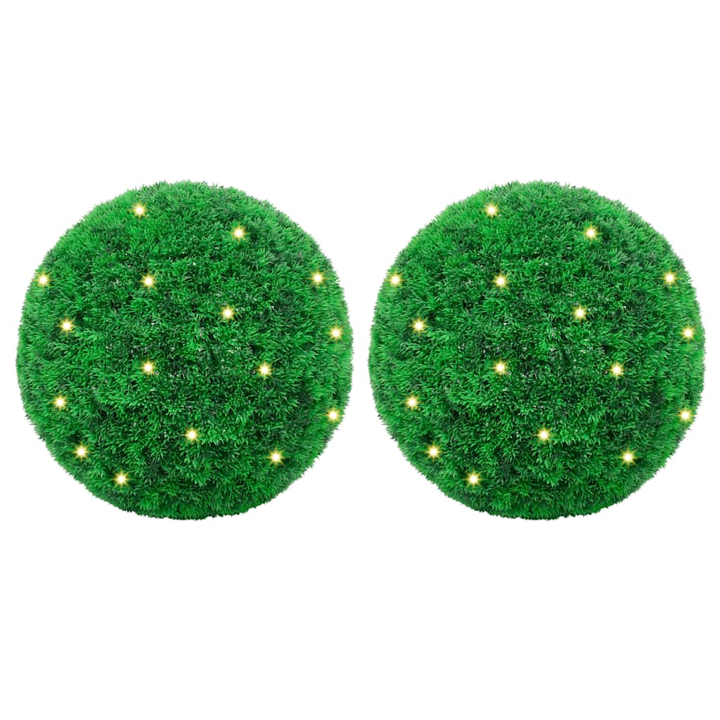 vidaXL Artificial Boxwood Balls with LED Lights 2 pcs Green 35 cm 1