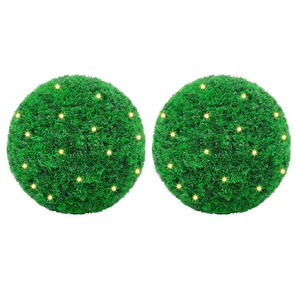 vidaXL Artificial Boxwood Balls with LED Lights 2 pcs Green 35 cm 1