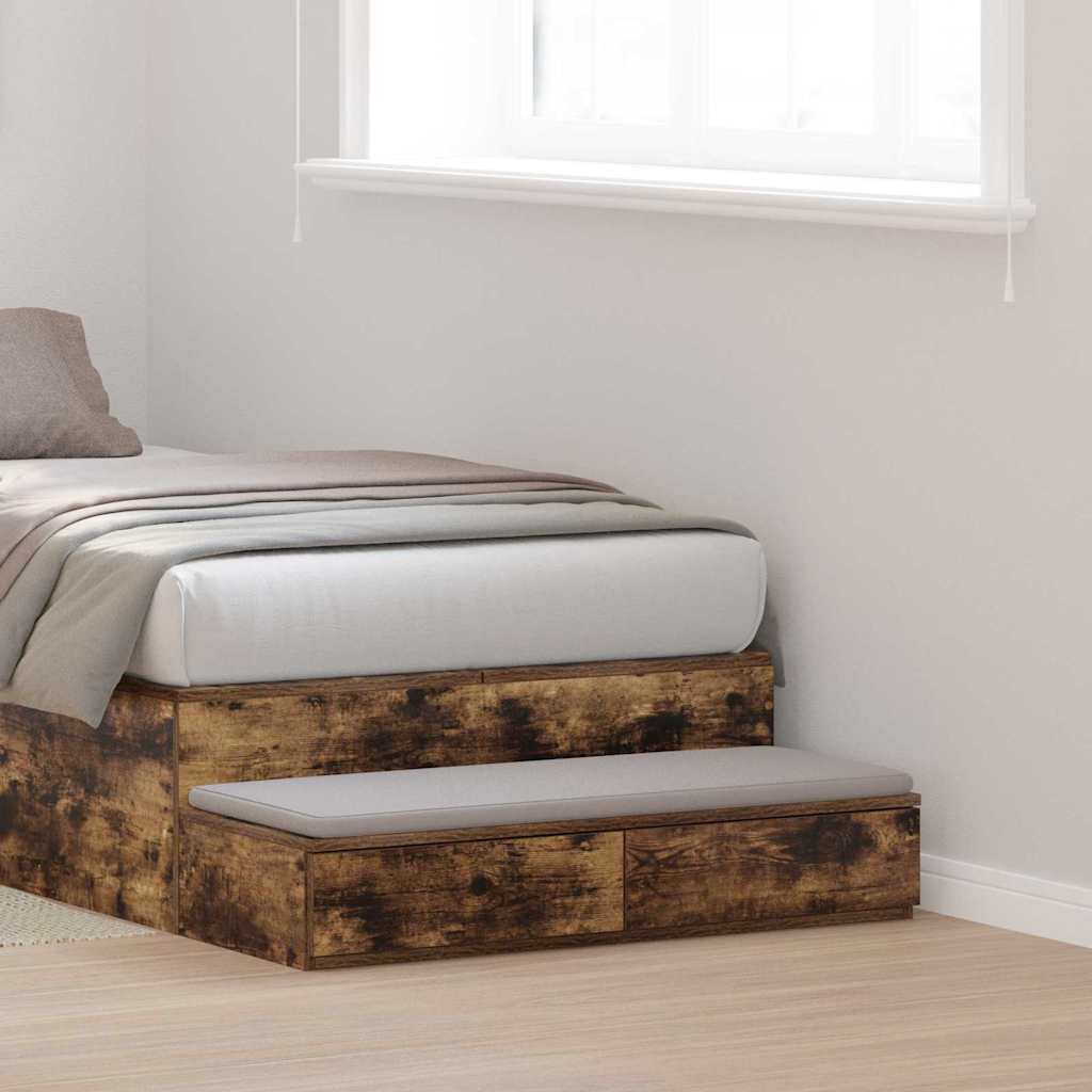 vidaXL Bed Drawers Smoked Oak 100 x 36.5 x 16.5 cm Engineered Wood 1