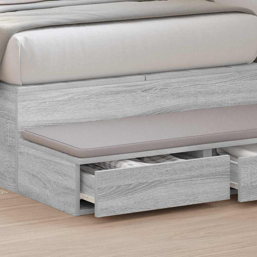 vidaXL Bed Drawers Grey Sonoma 100 x 36.5 x 16.5 cm Engineered Wood 4
